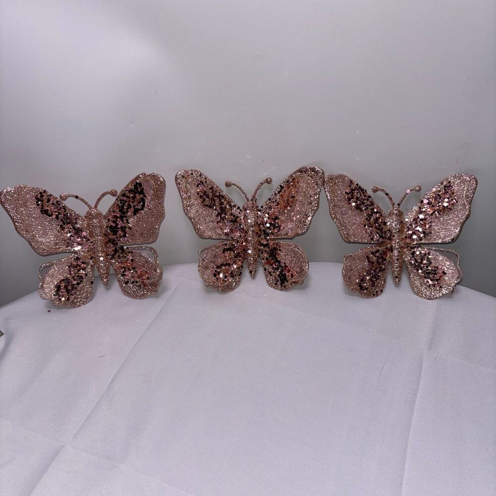 Glittery Butterfly Decorations Lot of 3